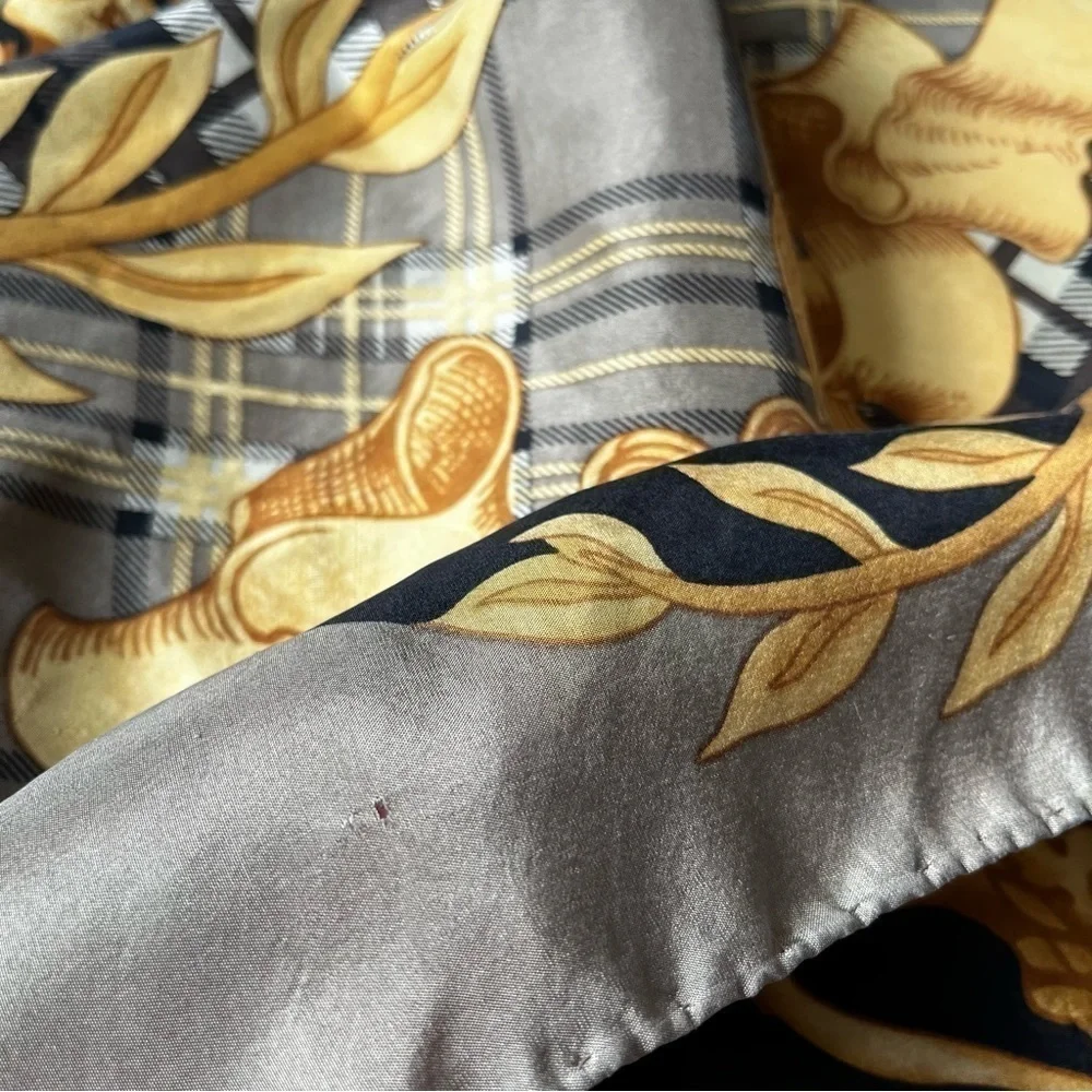 80s Express Silk Scarf Royal Lions Crest Hand Rolled 34” Square Baroque